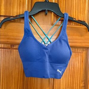 Puma Women's Ribbed Blue Sports Bra